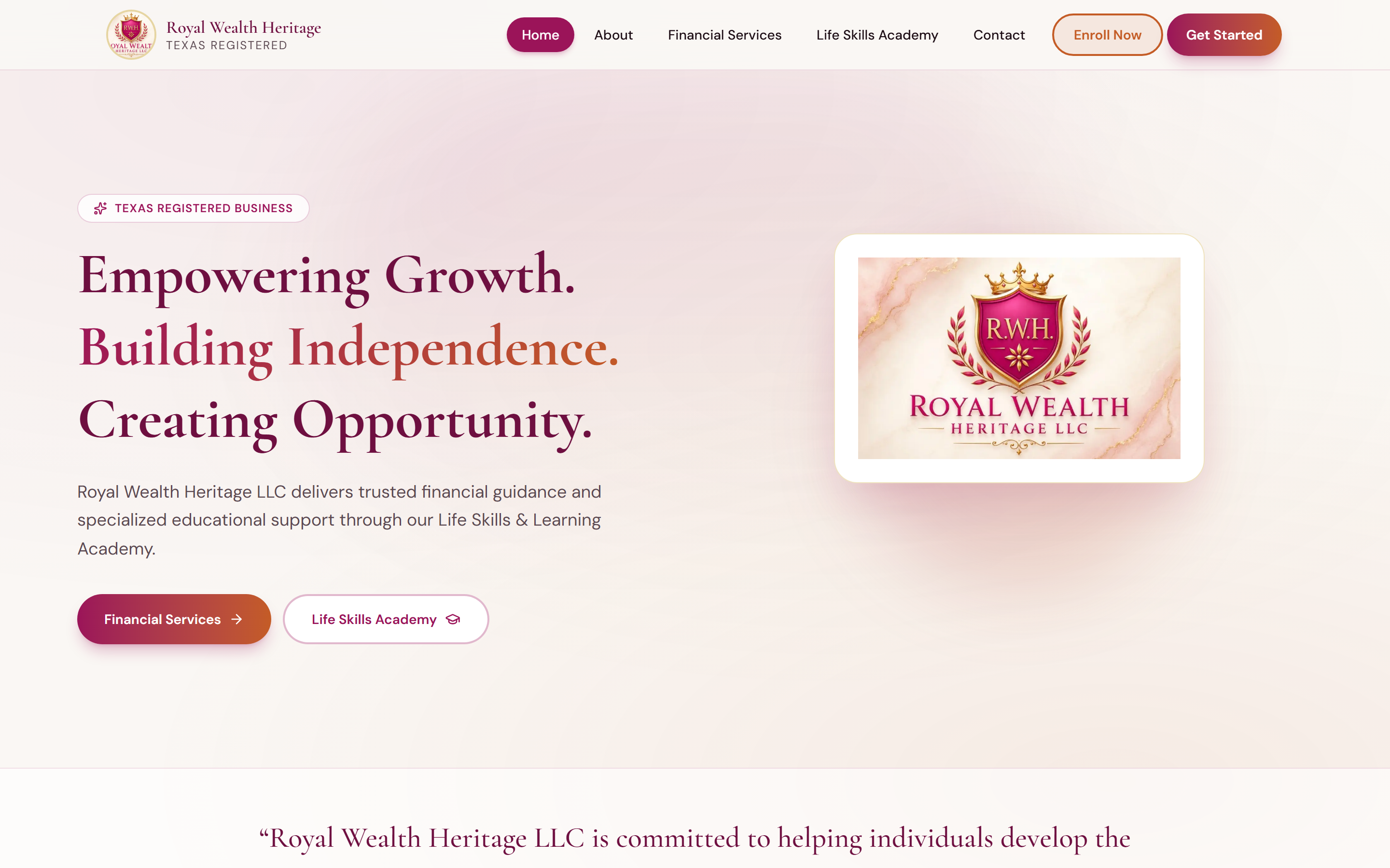 Royal Wealth Heritage LLC homepage
